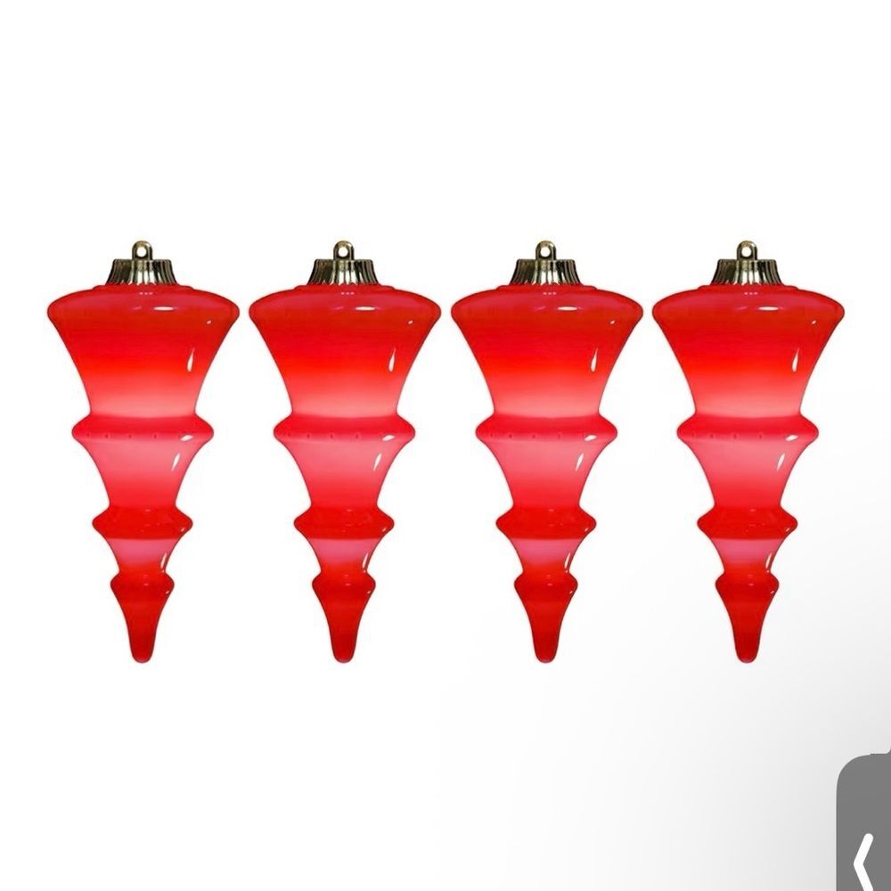 4 Pcs 12" Large LED Ornament Red